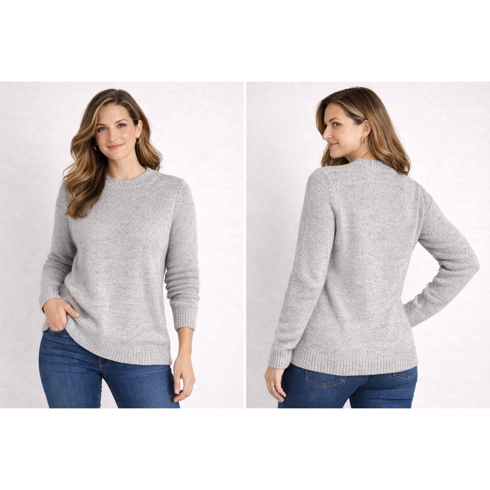 MM by My Michelle Women Sweater Large Gray Mock Neck Cozy Knit Soft Casual